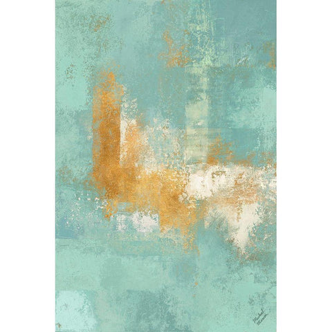 Escape into Teal Abstraction II Gold Ornate Wood Framed Art Print with Double Matting by Marcon, Michael