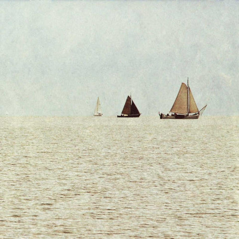Sail Boats II White Modern Wood Framed Art Print by Mansfield, Kathy