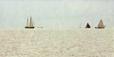 Sail Boats White Modern Wood Framed Art Print with Double Matting by Mansfield, Kathy