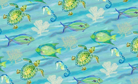 Sealife Rectangle I White Modern Wood Framed Art Print with Double Matting by DeRice, Julie