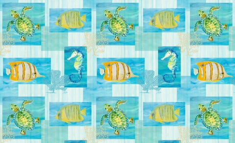 Sealife Rectangle II White Modern Wood Framed Art Print with Double Matting by DeRice, Julie