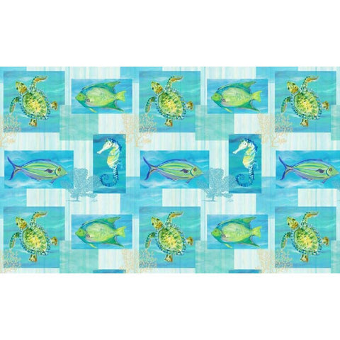 Sealife Rectangle V Black Modern Wood Framed Art Print with Double Matting by DeRice, Julie