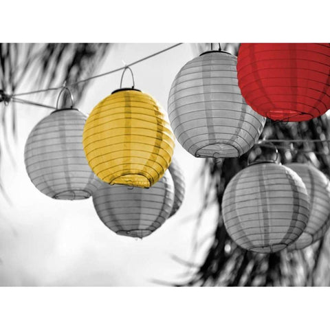 Lanterns Border Black Modern Wood Framed Art Print with Double Matting by Peck, Gail