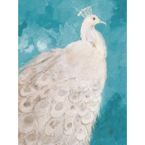 Royal Plume on Teal Black Modern Wood Framed Art Print by Maria, Robin
