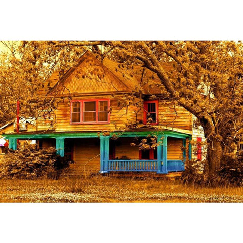 Porch in Blues Black Modern Wood Framed Art Print by Mabat, Ynon