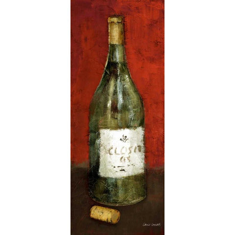 White Wine and Cork I (red background) Black Modern Wood Framed Art Print with Double Matting by Loreth, Lanie