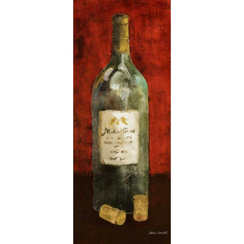 Red Wine and Cork II (red background) Gold Ornate Wood Framed Art Print with Double Matting by Loreth, Lanie