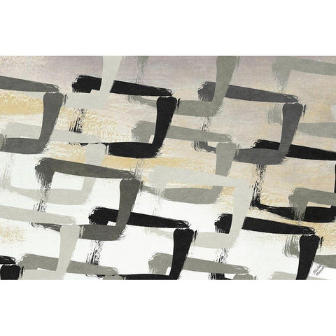 Gray Abstract Black Modern Wood Framed Art Print with Double Matting by Marcon, Michael