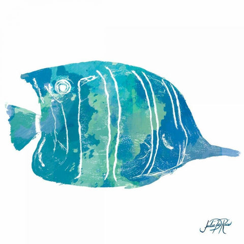 Watercolor Fish in Teal III Gold Ornate Wood Framed Art Print with Double Matting by DeRice, Julie
