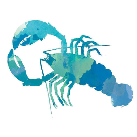 Watercolor Lobster in Teal White Modern Wood Framed Art Print by DeRice, Julie