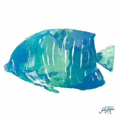 Watercolor Fish in Teal IV Black Modern Wood Framed Art Print by DeRice, Julie