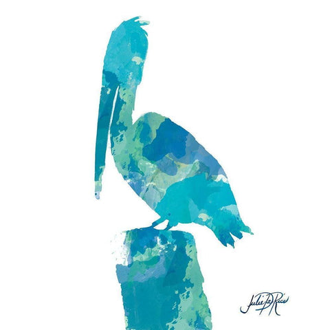 Watercolor Pelican 1 White Modern Wood Framed Art Print by DeRice, Julie