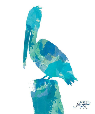 Watercolor Pelican 1 White Modern Wood Framed Art Print with Double Matting by DeRice, Julie