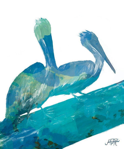 Watercolor Pelican II White Modern Wood Framed Art Print with Double Matting by DeRice, Julie