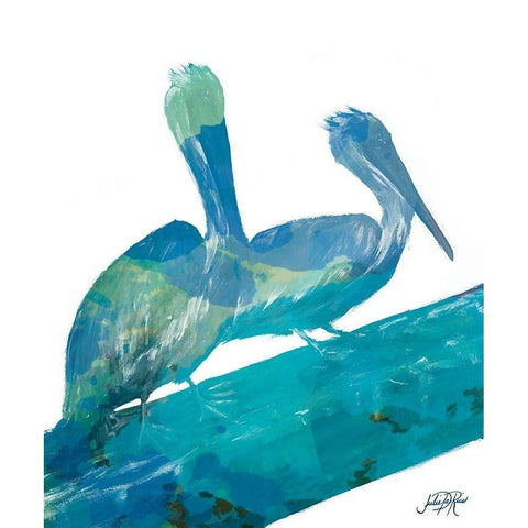 Watercolor Pelican II Black Modern Wood Framed Art Print with Double Matting by DeRice, Julie