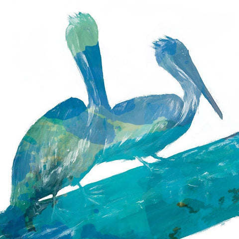 Watercolor Pelican Square 11 White Modern Wood Framed Art Print with Double Matting by DeRice, Julie