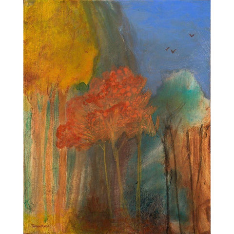 Red Tree Black Modern Wood Framed Art Print with Double Matting by Maria, Robin
