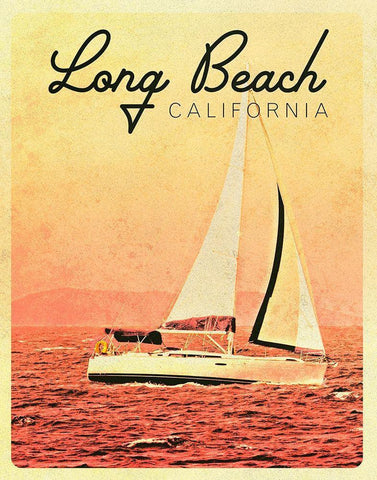 Long Beach, California White Modern Wood Framed Art Print with Double Matting by Mansfield, Kathy