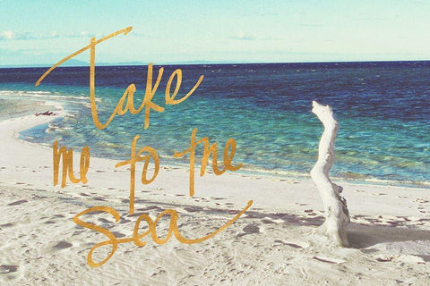 Beach Please II White Modern Wood Framed Art Print with Double Matting by Mansfield, Kathy