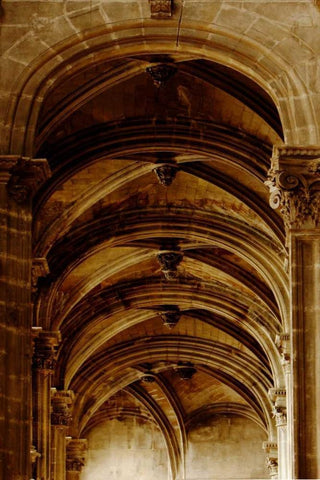 Arches St Eustache I White Modern Wood Framed Art Print with Double Matting by Mansfield, Kathy