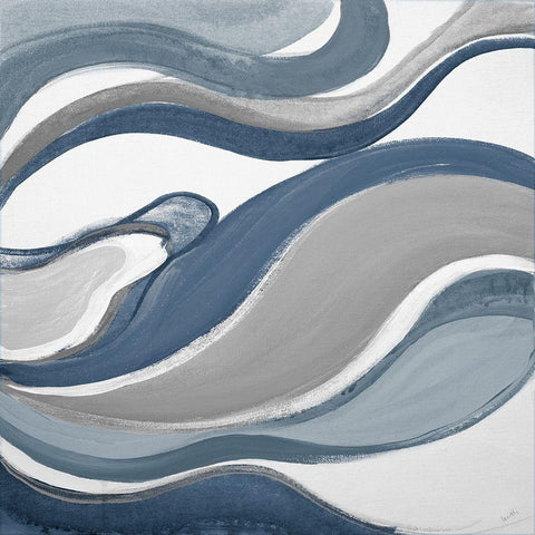 Blue Curves Abstract Square White Modern Wood Framed Art Print by Loreth, Lanie