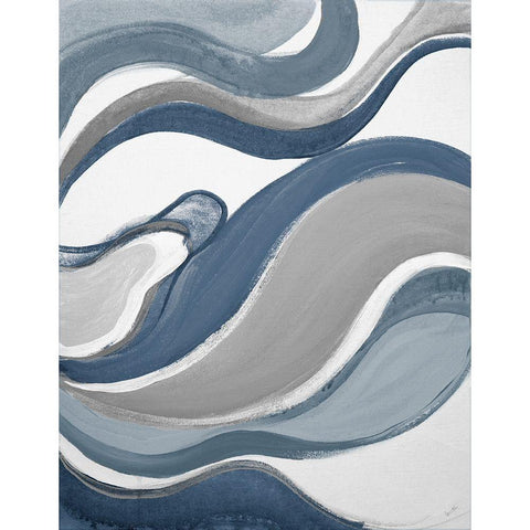 Blue Curves Abstract White Modern Wood Framed Art Print by Loreth, Lanie