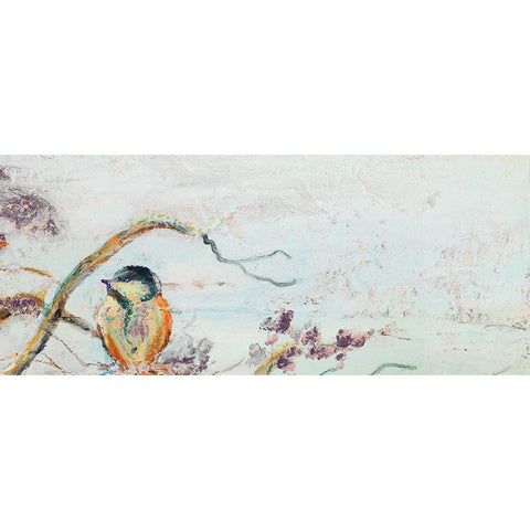 Birds on Cherry Blossom Branch II Gold Ornate Wood Framed Art Print with Double Matting by Pinto, Patricia