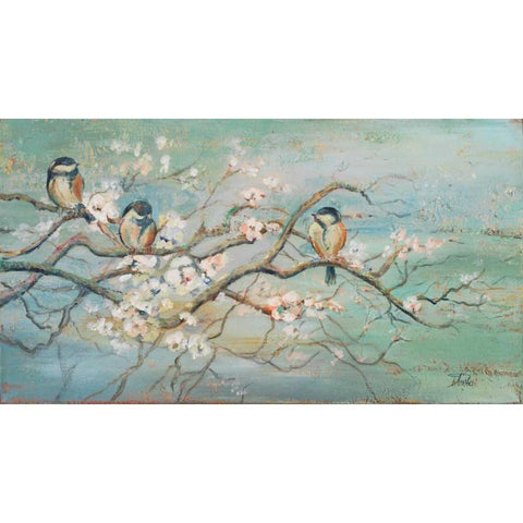 Spring Branch with Birds White Modern Wood Framed Art Print by Pinto, Patricia