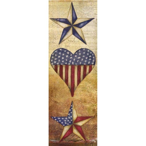 America Stars II Gold Ornate Wood Framed Art Print with Double Matting by Medley, Elizabeth