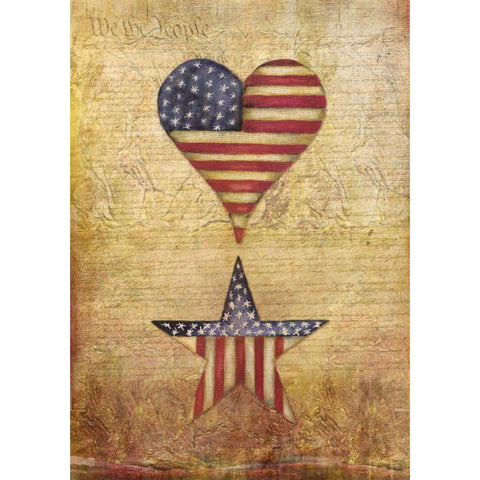 America Stars Flag Black Modern Wood Framed Art Print with Double Matting by Medley, Elizabeth