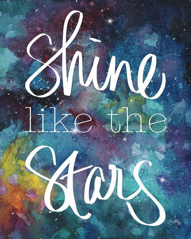 Shine Like the Stars White Modern Wood Framed Art Print with Double Matting by Medley, Elizabeth