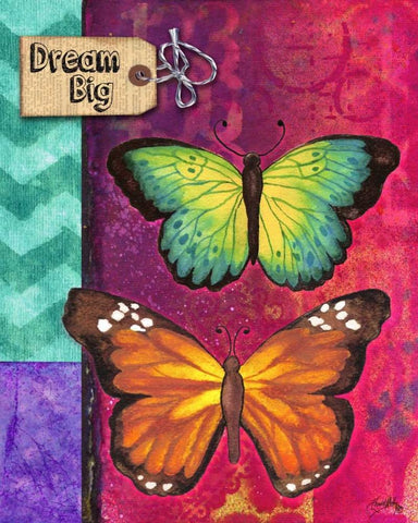 Butterflies Double I White Modern Wood Framed Art Print with Double Matting by Medley, Elizabeth