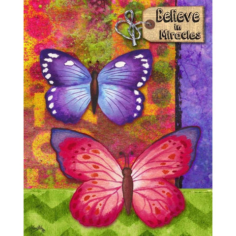 Butterflies Double II Black Modern Wood Framed Art Print with Double Matting by Medley, Elizabeth