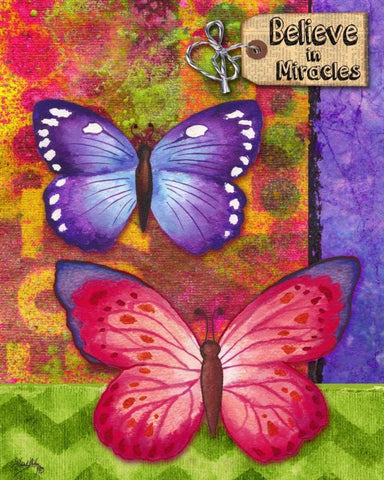 Butterflies Double II Black Ornate Wood Framed Art Print with Double Matting by Medley, Elizabeth