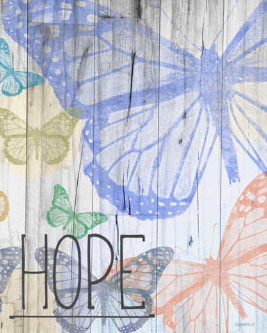Butterfly Garden Hope White Modern Wood Framed Art Print with Double Matting by Meneely, Dan