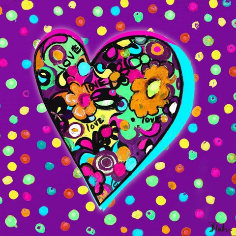 Neon Hearts of Love I Black Ornate Wood Framed Art Print with Double Matting by Pinto, Patricia