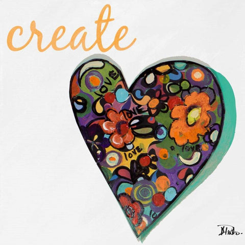 Expressive Heart I White Modern Wood Framed Art Print with Double Matting by Pinto, Patricia