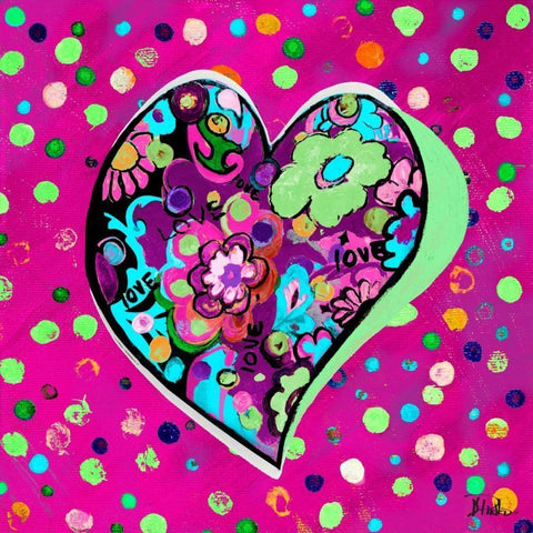 Neon Hearts of Love II Black Modern Wood Framed Art Print by Pinto, Patricia