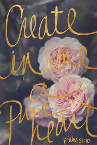 Create In Me A Pure Heart White Modern Wood Framed Art Print with Double Matting by Gardner, Sarah
