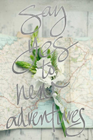 Say Yes To New Adventures (silver) Black Ornate Wood Framed Art Print with Double Matting by Gardner, Sarah
