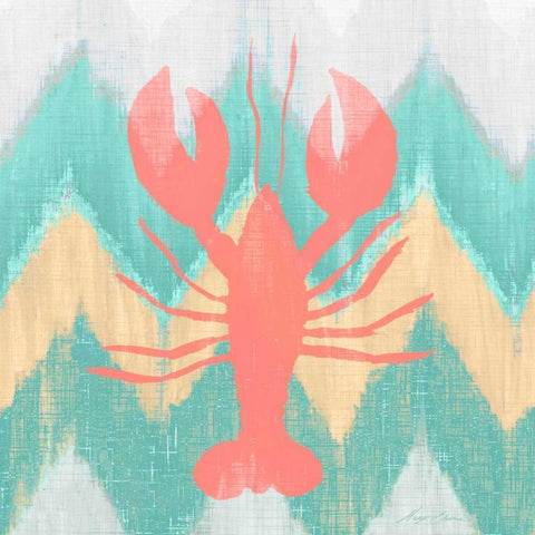 Sea Creature on Chevron IV Gold Ornate Wood Framed Art Print with Double Matting by Edwins, Hugo
