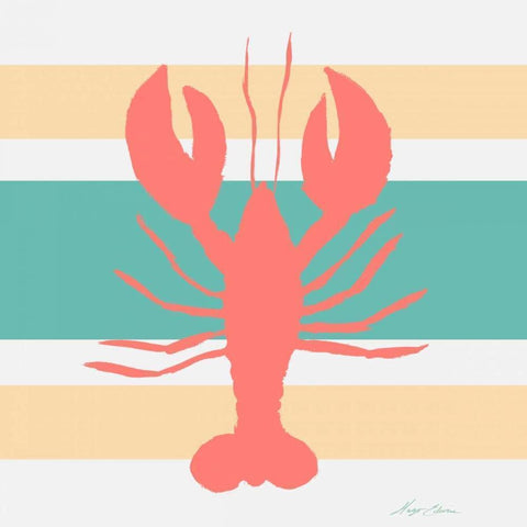 Sea Creature on Stripes II Black Modern Wood Framed Art Print with Double Matting by Edwins, Hugo