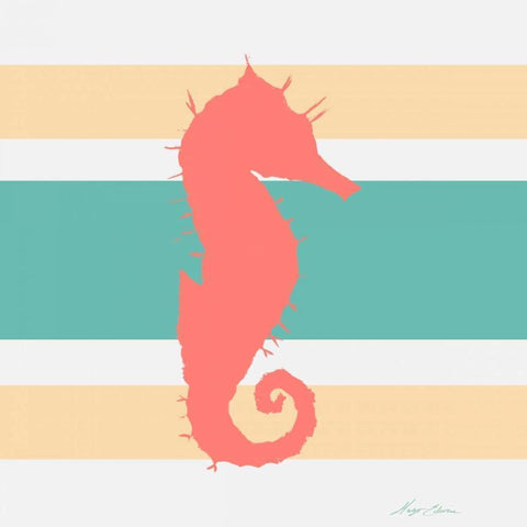 Sea Creature on Stripes I Black Modern Wood Framed Art Print with Double Matting by Edwins, Hugo