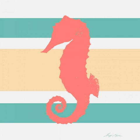 Sea Creature on Stripes II White Modern Wood Framed Art Print by Edwins, Hugo