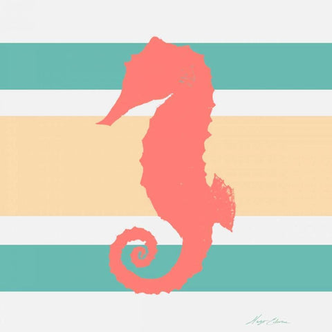 Sea Creature on Stripes II White Modern Wood Framed Art Print with Double Matting by Edwins, Hugo
