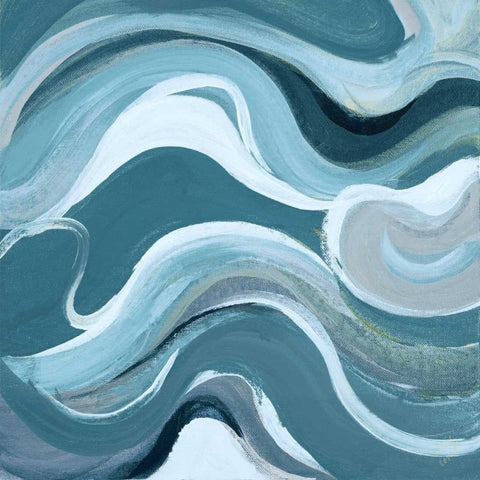 Curvilinear Bright Blue I White Modern Wood Framed Art Print by Loreth, Lanie