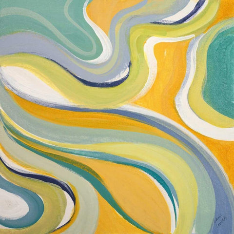 Curvilinear Bright II White Modern Wood Framed Art Print with Double Matting by Loreth, Lanie