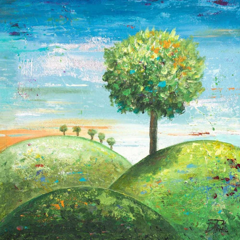 Cute Tree I White Modern Wood Framed Art Print with Double Matting by Pinto, Patricia