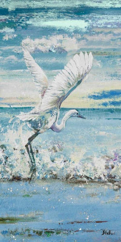 Great Blue Egret I White Modern Wood Framed Art Print with Double Matting by Pinto, Patricia