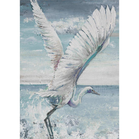 Great Egret Flying Gold Ornate Wood Framed Art Print with Double Matting by Pinto, Patricia